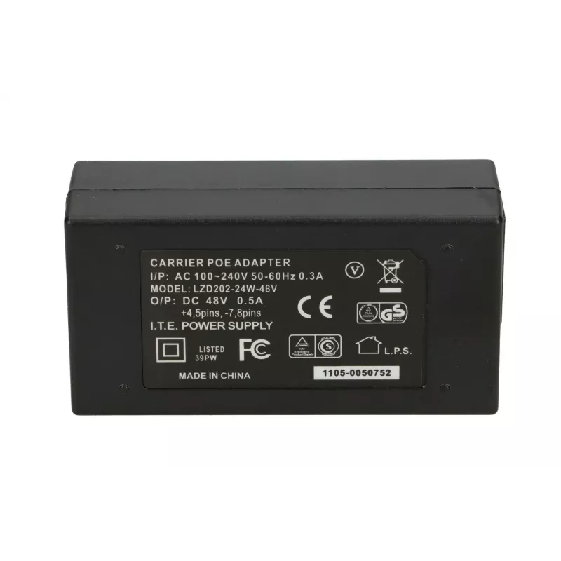 Fonte de alimentação PoE Extralink POE-48-24W, 48V, 0,5A, 24W, cabo incluído
