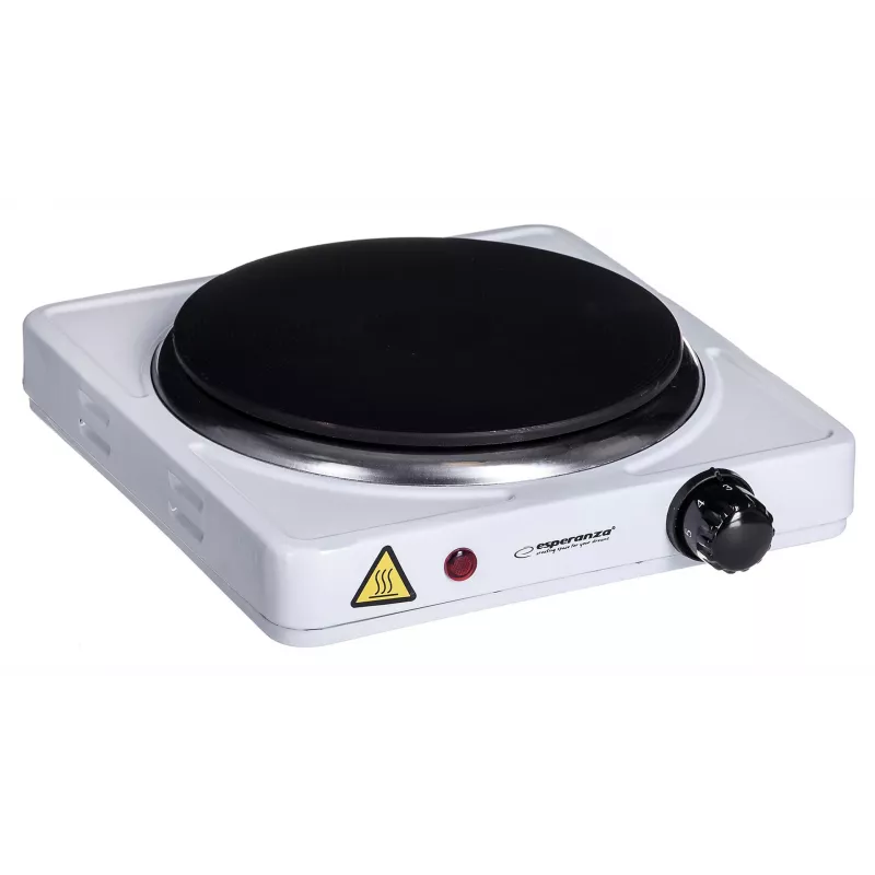 Esperanza EKH002W Pinatubo placa de cozinha elétrica de uma zona com prato selado, 1500 W, Ø18,5 cm, branca