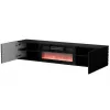 Móvel de TV Cama Meble LARA 183x35x37 cm preto mate com lareira elétrica incorporada