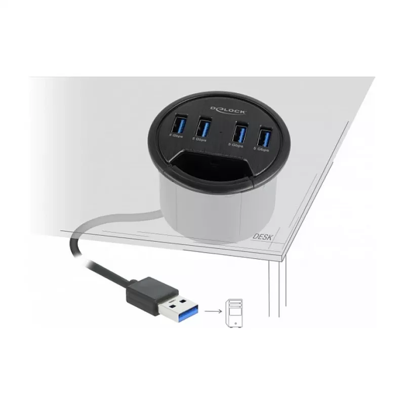 Hub USB DeLOCK 64153 Type-A 5000 Mbit/s preto