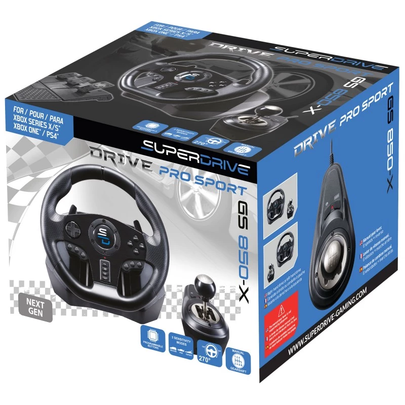 Volante + pedais Subsonic GS850-X preto rotação 270° USB