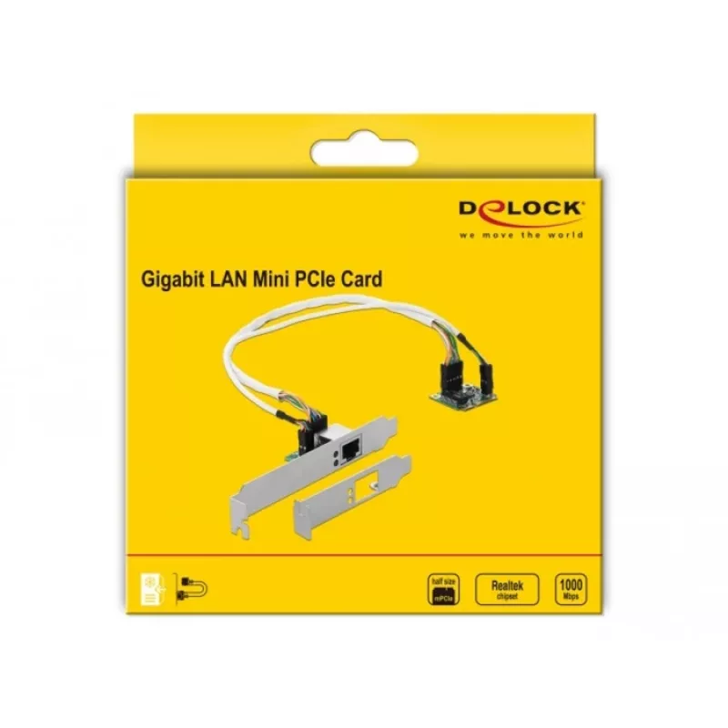 DeLOCK Mini PCIe I/O PCIe half size 1 x Gigabit LAN Low Profile – adaptador de rede – PCIe Half Mini Card – Gigabit Ethernet x 1 (95265)
