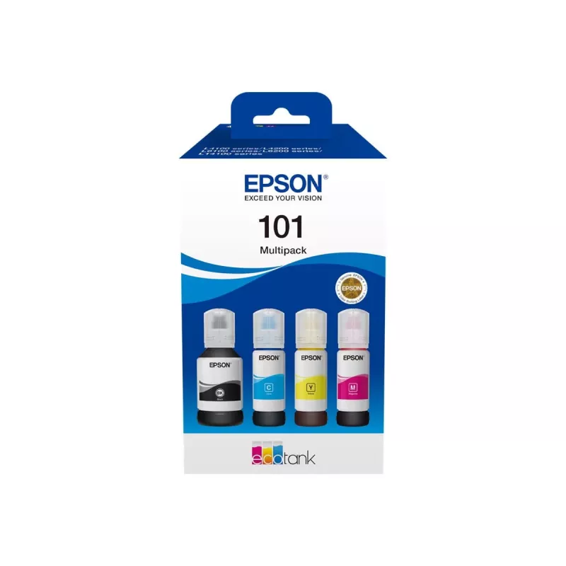 Conjunto original de 4 garrafas de tinta Epson EcoTank — preto 127 ml, ciano/magenta/amarelo 210 ml (C13T03V64A)