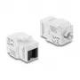 Delock 90799 Módulo Keystone RJ45 para LSA Cat.6 UTP, sem ferramentas, com tampa anti-poeira, branco/preto