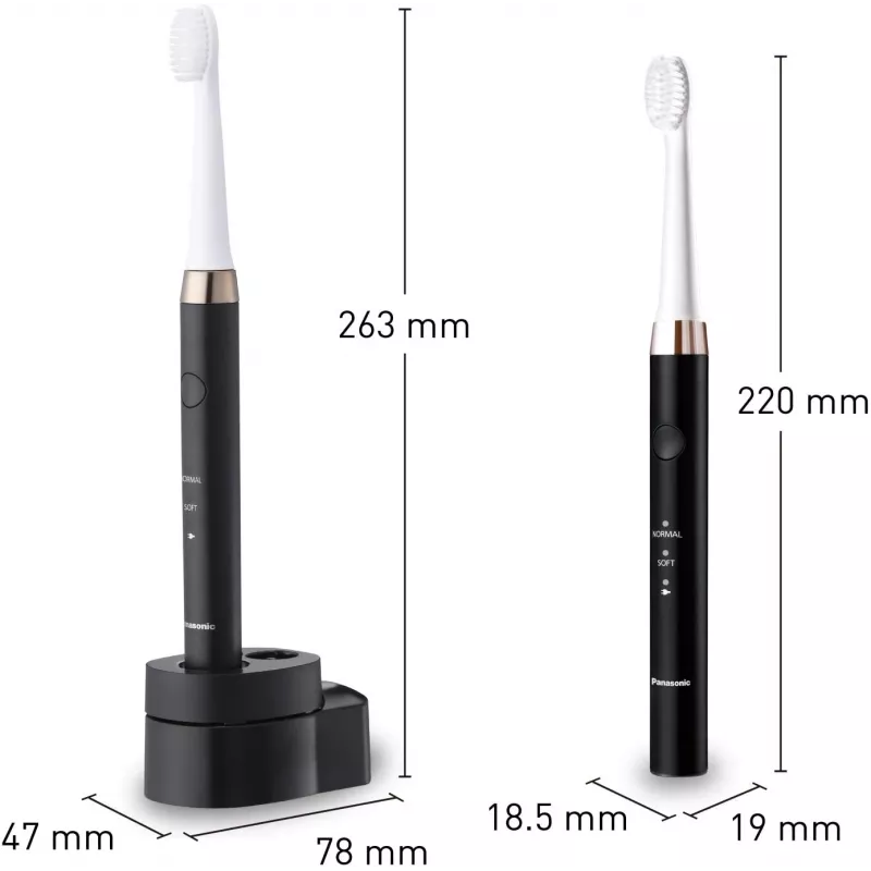 Escova de dentes elétrica Panasonic EW-DM81-K503 com tecnologia sónica, 2 cabeças de escova, 2 modos, recarregável