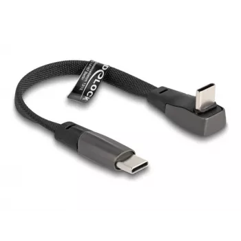 Cabo plano USB 2.0 DeLOCK conector macho USB Type-C para conector macho USB Type-C em ângulo PD 3.0 60 W 14 cm preto