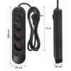 Régua de tomadas MACLEAN MCE394 B — 3 tomadas + 3×USB A, 110–240V, 2,1A USB, 2500W, cabo 1,5 m, preto