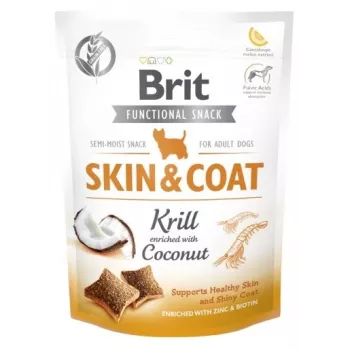 Petiscos para cães Brit Dog Skin & Coat Krill Coconut 150 g — snacks sólidos dietéticos para cães adultos, sabor a krill, sem glúten