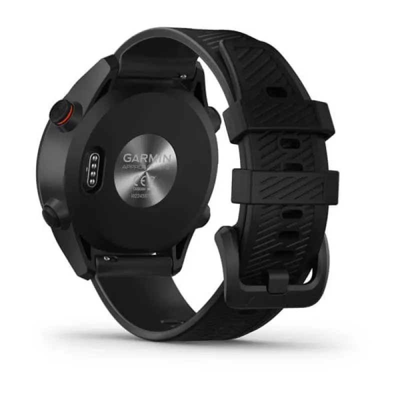 Relógio de golfe GPS GARMIN Approach S12 preto, caixa de 43 mm, bracelete de silicone, 30 h de bateria GPS