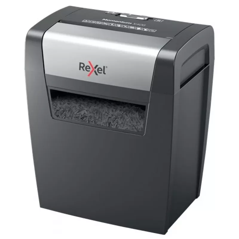 Rexel Momentum X406 triturador de papel P4, corte cruzado, 4 x 30 mm, 6 folhas, 15 l