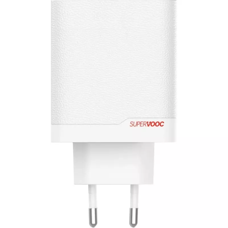 Fonte de alimentação ONEPLUS SUPERVOOC 120W carregador com cabo dual-port, 120 W de potência total, 1x USB-C + 1x USB-A, 100–240 V, 145 g, branco