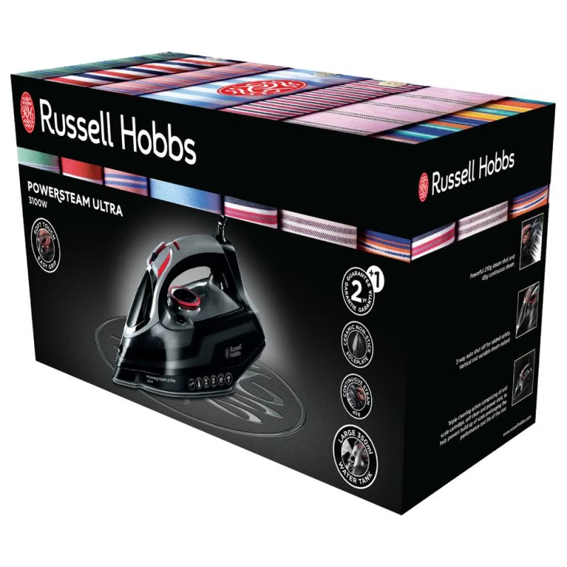 Ferro de engomar Russell Hobbs 20630-56 a seco e a vapor base cerâmica 3100 W preto, cinzento