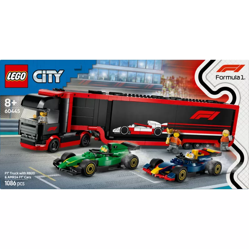 LEGO CITY 60445 F1 - Camião com carros RB20 e AMR24 F1