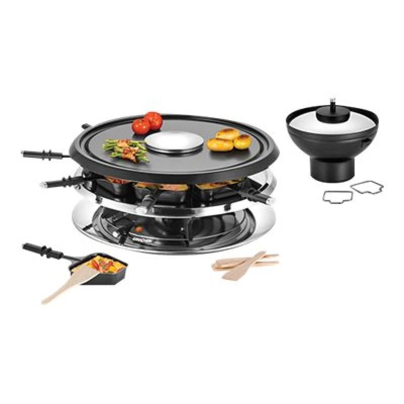 Grelhador de raclette Unold 48726 para 8 pessoas 1300 W preto, aço inoxidável