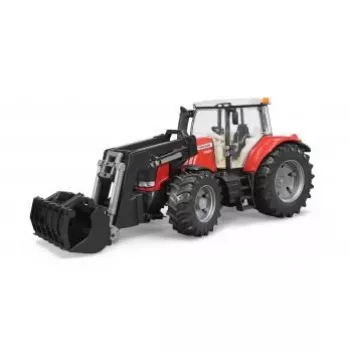 Trator de brinquedo BRUDER Massey Ferguson 7624 com pá frontal, vermelho, para crianças a partir dos 3 anos