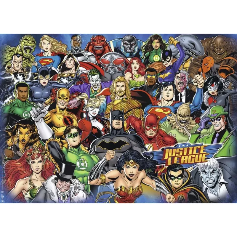 Ravensburger Puzzle Challenge DC Comics 1000 peças, peças de encaixe premium, tamanho final aprox. 68 x 49 cm
