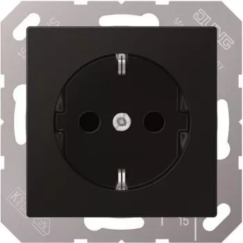 Tomada tipo F Jung A 1520 BF SWM, preto grafite, 250 V 16 A, termoplástico, 55x55 mm