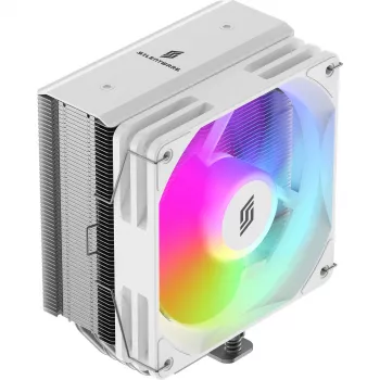 Dissipador de CPU Silentware Bora RGB branco com ventoinha PWM ARGB de 120 mm, 215 W TDP, compatível com AM5 e LGA1851