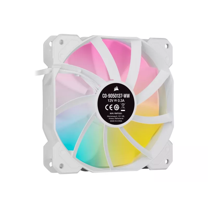 Ventoinha de caixa Corsair iCUE SP120 RGB ELITE Performance 120mm branco PWM ARGB pack de três