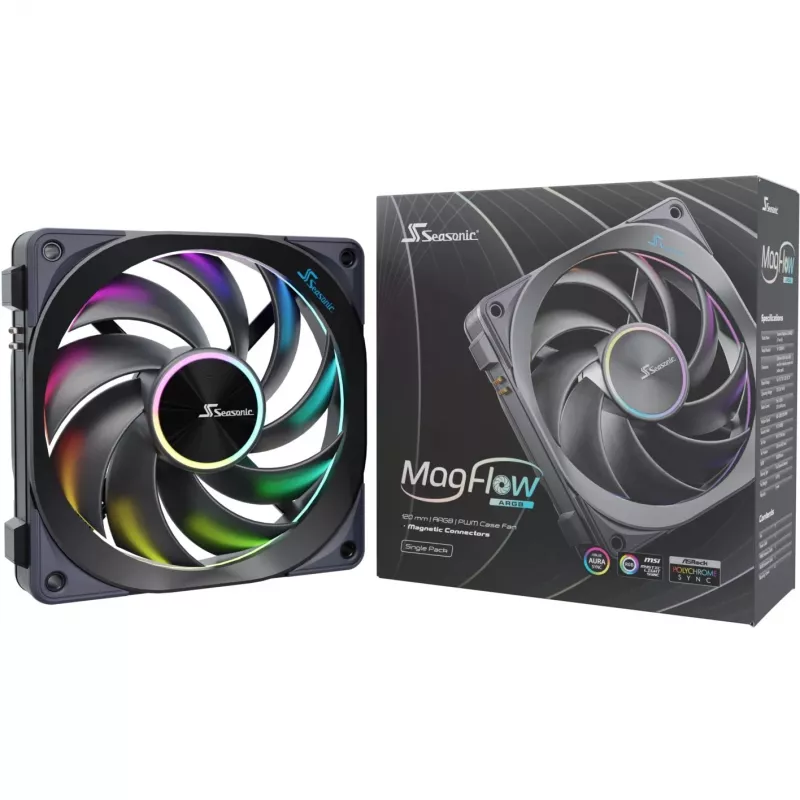 Ventoinha Seasonic MagFlow ARGB 12 cm 2000 RPM preta