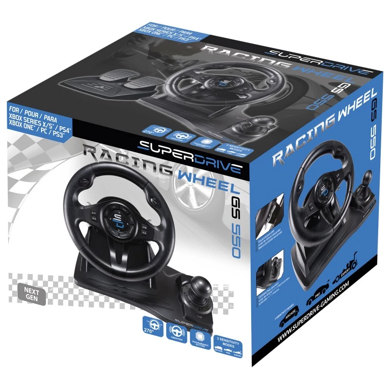 Comando de jogos Subsonic SA5596-NG preto USB volante pedais 270°