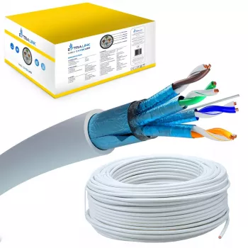 Cabo de rede Extralink par entrançado CAT6A FTP (F/FTP) V2 interior 500M cinzento