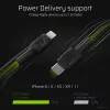 Green Cell PowerStream KABGC07 cabo USB-C para Lightning, 1 m, PD, Apple MFi, preto