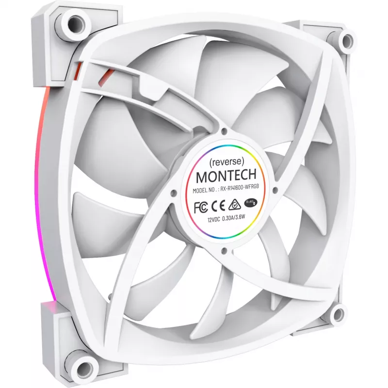 Ventoinha de caixa Montech RX140 PWM 140 mm ARGB - branca