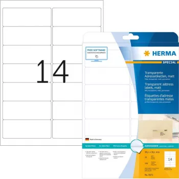 Etiquetas de endereço transparentes mate HERMA 8671
