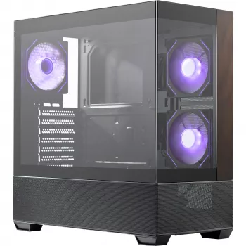 Cooler Master Elite 690 Caixa de PC, Midi-Tower, ATX, Vidro Temperado - 4 ventoinhas ARGB, Madeira, preto