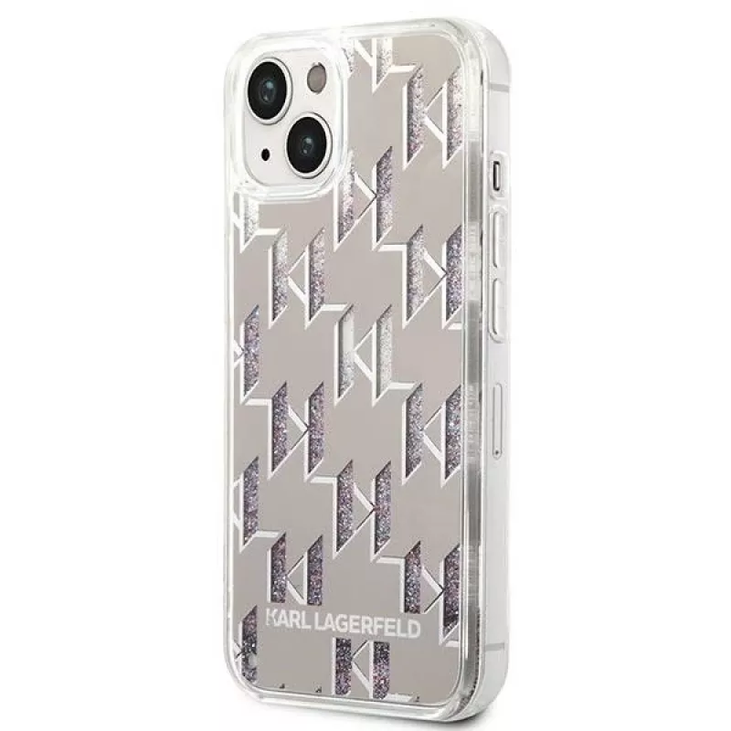 Karl Lagerfeld KLHCP14MLMNMS iPhone 14 Plus 6.7 Capa rígida prateado / prateado Liquid Glitter Monogram
