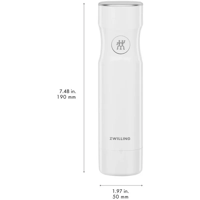 Máquina de vácuo ZWILLING FRESH & SAVE branco bomba, bateria 3,7 V, porta de carregamento Micro-USB, 190×50×50 mm, 330 g
