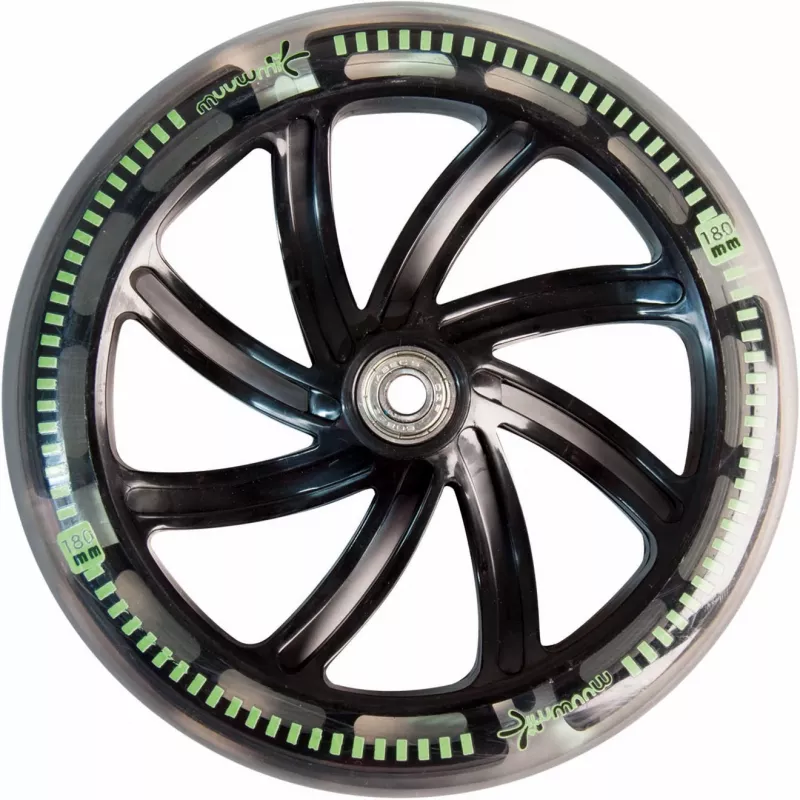 Trotinete Muuwmi Aluminium NEON 180 mm com luzes — deck de alumínio, rodas de 180 mm, luzes LED integradas