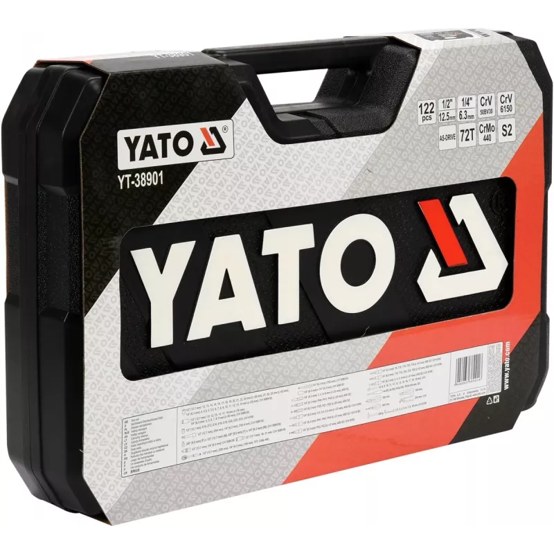 Yato YT-38901 conjunto de chaves/ferramentas XXL, 1/4–1/2 polegadas, 122 pcs.