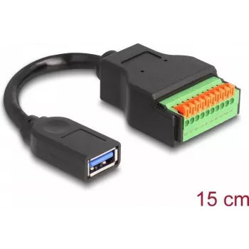 Cabo DeLOCK USB 3.2 Gen 1 Type-A fêmea para adaptador de terminais 15 cm