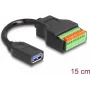 Cabo DeLOCK USB 3.2 Gen 1 Type-A fêmea para adaptador de terminais 15 cm