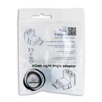 Adaptador HDMI GEMBIRD A-HDMI90-FML, HDMI para HDMI, adaptador em ângulo reto 90°, preto