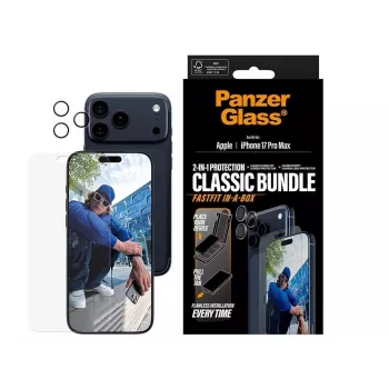 Pacote de proteção para ecrã e objetiva da câmara PanzerGlass para Apple iPhone 17 Pro Max — transparente 2 em 1
