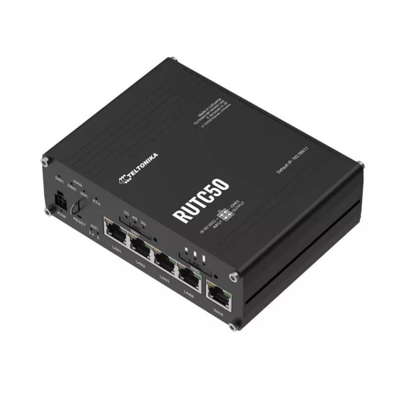 Router Teltonika RUTC50 Wireless Gigabit Ethernet Dual-Band (2,4 GHz / 5 GHz) 5G preto