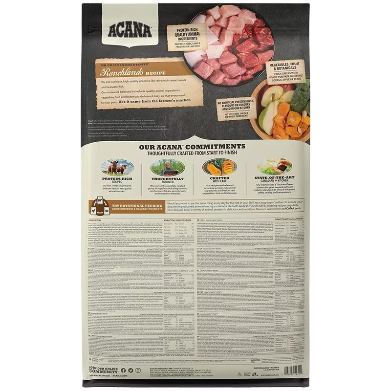 ACANA Highest Protein Ranchlands - Comida seca para cães - 11,4 kg
