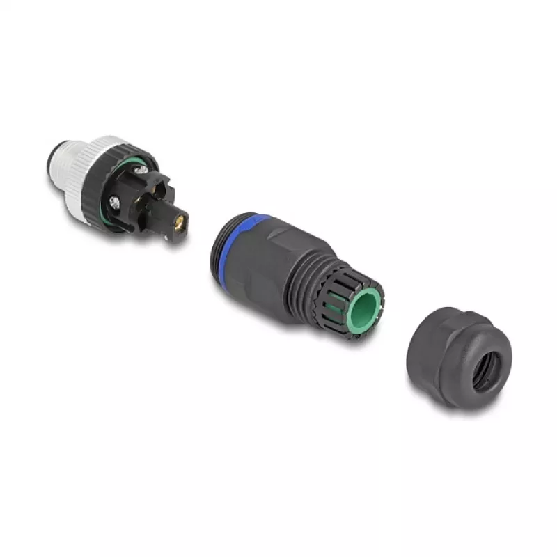 Conector DeLOCK M12 codificação A 5 pinos macho ligação por parafuso
