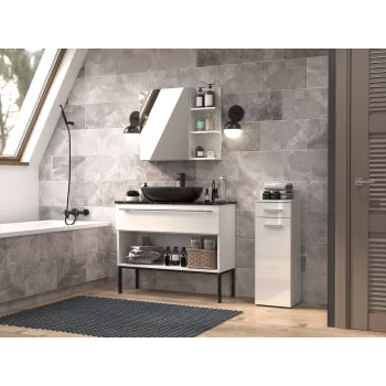 Armário de casa de banho top e shop NEL V DS BIEL POŁ — autónomo, 3 prateleiras, 300×300×850 mm, estrutura branca