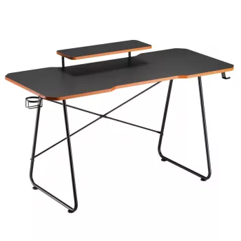 Secretária gaming Maclean NanoRS com prateleira para monitor máx. 50 kg altura 850 mm Preto RS170, mesa gaming, preto