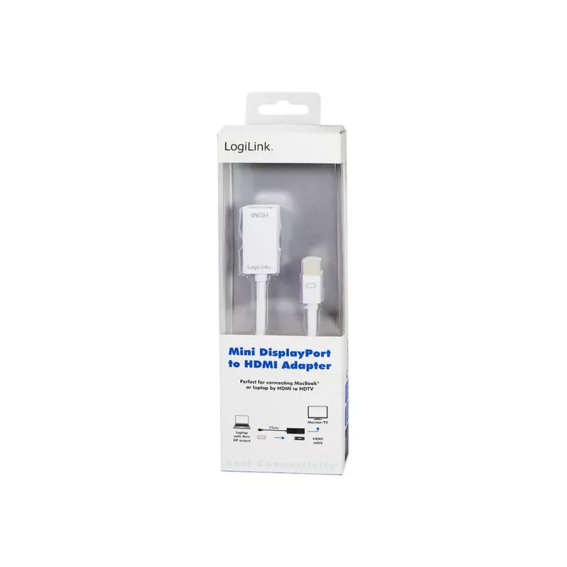 Adaptador de cabo de vídeo LOGILINK Mini DisplayPort para HDMI Type-A CV0036A, 0,1 m, cinzento