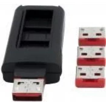 EXSYS EX-1114-R bloqueio de porta USB Type-A, 4x tampa bloqueável para conectores fêmea USB-A com chave, vermelho