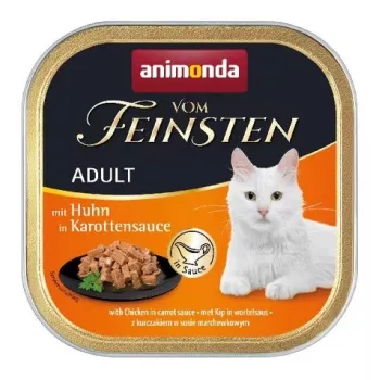 Comida húmida para gatos animonda ANIMONDA Vom Feinsten frango em molho de cenoura, 100 g, taça, gatos adultos, sem glúten & soja
