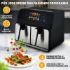 Fritadeira de ar quente ProfiCook PC-FR 1287 H — dupla 8 L, 2200 W, LED tátil, preto/aço inoxidável
