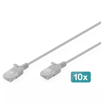 Cabo de rede DIGITUS CAT 6 U-UTP fino, 0,5 m, cinzento, pack de 10