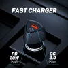 Carregador de automóvel Tellur FCC10 38W 6A PD20W QC3.0 – fonte de alimentação USB-C e USB-A para automóvel