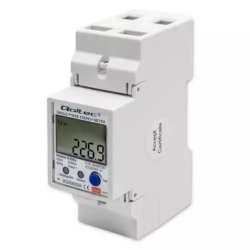 Contador de consumo de energia eletrónico monofásico Qoltec 50882 para calha DIN | Wi-Fi | TUYA | 230V | LCD